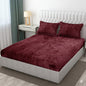 Fabicra Designer Warm Elastic Fitted King Bedsheet with 2 Pillow Covers
