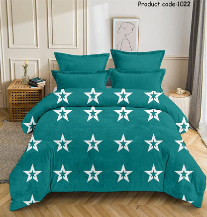 Fabicra Designer Warm Elastic Fitted King Bedsheet with 2 Pillow Covers(BOGO)