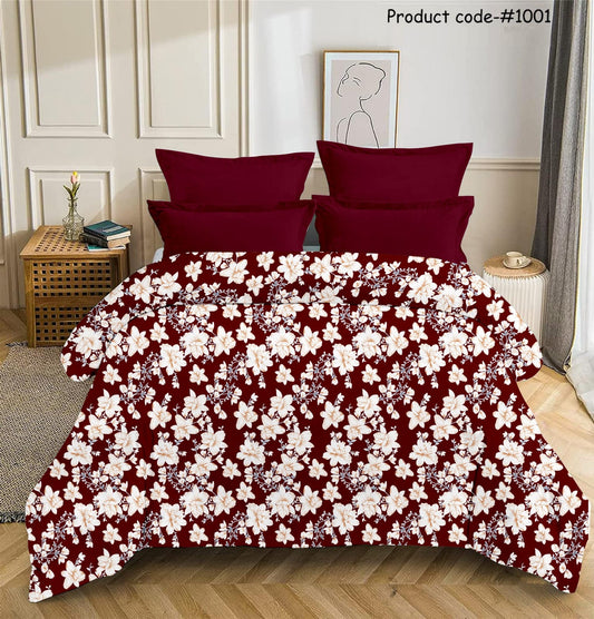 Fabicra Designer Warm Elastic Fitted King Bedsheet with 2 Pillow Covers(NEW)