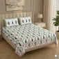 Pure Handblock King Size Bedsheets with 2 pillow covers