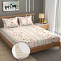 White Floral 100% Waterproof Elastic Fitted King Size Double Bed Bedsheet With 2 Pillow Covers