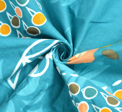 Green Floral 100% Waterproof Elastic Fitted King Size Double Bed Bedsheet With 2 Pillow Covers