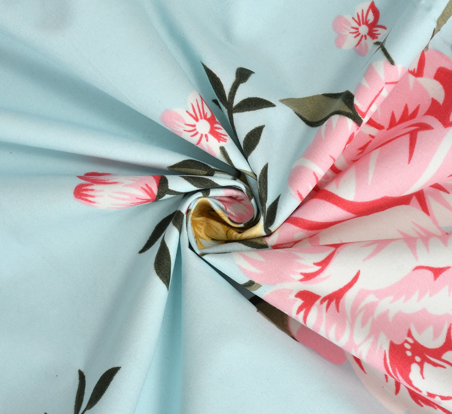 Blue Floral 100% Waterproof Elastic Fitted King Size Double Bed Bedsheet With 2 Pillow Covers
