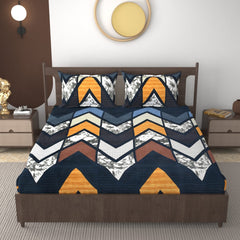 Fabicra Royal Cotton Elastic Fitted King Size Double Bed Bedsheet with 2 Pillow Covers (New)