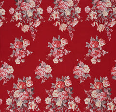 Fabicra Red Floral Cotton Blend Elastic Fitted King Bedsheet with 2 Pillow Covers