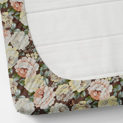 Fabicra Brown Floral Cotton Blend Elastic Fitted King Size Double Bed Bedsheet with 2 Pillow Covers