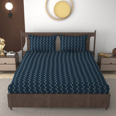 Fabicra Royal Cotton Elastic Fitted King Size Double Bed Bedsheet with 2 Pillow Covers (New)